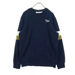 Reebok リーボック ワンポイントロゴ 長袖 丸襟 スウェット トレーナー L ネイビー CLASSIC メンズ 古着