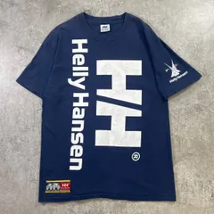 90年代 HELLY HANSEN ヘリーハンセン ビッグロゴプリントTシャツ メンズL相当 古着 90s VINTAGE ヴィンテージ 紺色