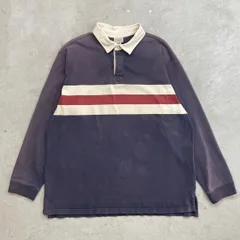 L.L.Bean エルエルビーン ライン入り ラガーシャツ メンズXL 古着 アウトドア フェードネイビー 紺色