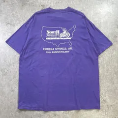 90年代 USA製 North Meets South Halfway ポケT バイカーイベント プリントTシャツ メンズ2XL 古着 90s VINTAGE ヴィンテージ シングルステッチ バイク ミミ付きポケット 紫