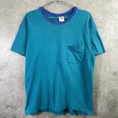 90年代 USA製 GAP オールドギャップ ボーダーTシャツ ポケT メンズM 古着 90s ヴィンテージ VINTAGE シングルステッチ ネイビー グリーン