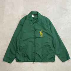 70年代 三角ランタグ Champion チャンピオン ワンポイント企業ロゴプリント ナイロンコーチジャケット メンズXL相当 古着 60s 70s ヴィンテージ VINTAGE ラグランスリーブ ランナーズタグ 裾ドローコード付き ヒヨコ 緑色