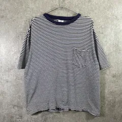 90年代 GAP オールドギャップ ボーダーTシャツ ポケT メンズL 古着 90s ヴィンテージ VINTAGE シングルステッチ ネイビー グレー