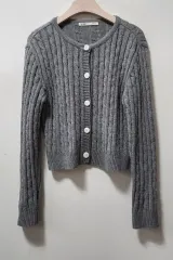 MIXXO ケーブル ニット カーディガン グレー