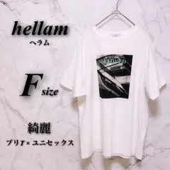 【綺麗】 ヘラム hellam F XL〜XXL相当 ユニセックス ホワイト／白 春夏 コットン フォトプリントTシャツ オーバーサイズ ストリート アーバン 古着