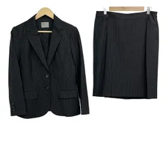 theory luxe(セオリーリュクス) スカートスーツ レディース美品  - 黒×グレー ストライプ/肩パッド