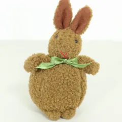 【美品】ワンダフルワールド★ころんと可愛いゆきだるまうさぎコサージュ ラビットぬいぐるみ ブラウン系＊ko061のサムネイル