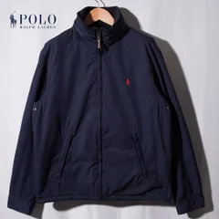 ポロラルフローレンPOLO RALPH LAUREN  ナイロンジャケット ブルゾン M ネイビー レッド スイングトップ ロゴ刺繍 アメカジ ストリート 古着 E720