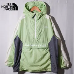 ノースフェイス THE NORTH FACE アノラックジャケット 2XL XXL ペールグリーン クリーム グレー ロゴ刺繍 ドローコード ナイロンプルオーバー ストリート レインウェア オーバーサイズ 古着 F633