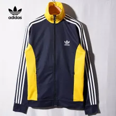 美品 アディダス オリジナルス adidas Originals ヨーロッパTT トラックジャケット L ネイビー イエロー ロゴ刺繍 ジャージ スポーツウェア ストリート Y2K スポーツミックス 古着 F631