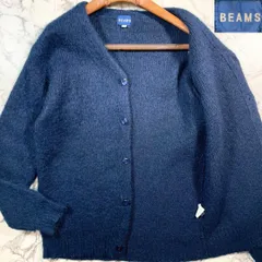 ✨極美品/旧ロゴ✨(L) BEAMS モヘア カーディガン 紺 シャギー 猫目のサムネイル
