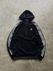 adidas アディダス ハーフジップ パーカー M ブラック トレフォイル 3本線