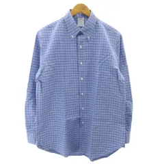 ブルックスブラザーズ BROOKS BROTHERS makers オックスフォードシャツ BD ボタンダウン チェック USA製 米国製 青 ブルー 16-33 約L