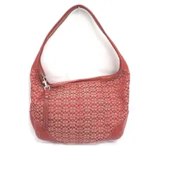 NA415871 コーチ ワンショルダーバッグ ミニシグネチャー 6617 キャンバス×レザー レッド系 レディース COACH 中古