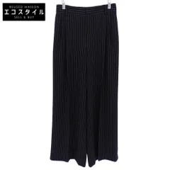 LAUTREAMONT ロートレアモン 美品 タックワイドストライプパンツ ≪洗濯機で洗える≫ ボトムス レディース ブラック 38 3110-46016 38