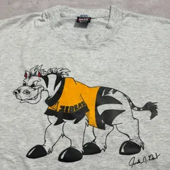 90s USA製 パロディ ジョーク 皮肉 風刺 イラスト アニマル フットボール ヴィンテージTシャツ 袖裾シングルステッチ XL