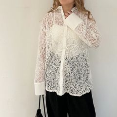 美品】machattマチャット パイピングレースシャツ - メルカリ