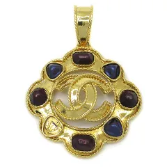 シャネル CHANEL メタリックストーン付き ココマーク ペンダント トップ ゴールド 95A ヴィンテージ