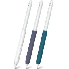 握りやすい 専用 疲れ軽減 グリップ 三つセット グリップ (Apple Pencil Pencil 第2世代 第2世代 ホワイト アップルペンシル + シリコン製 ブルーブラック Apple + NIUTRENDZ インクグリーン)
