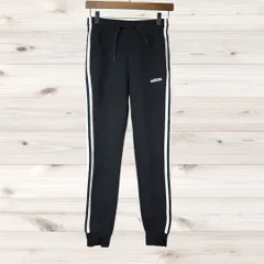 A1578 アディダス adidas ジャージ パンツ ルームウェア 部屋着(S) 黒 プリント文字 綿 ウエストゴム