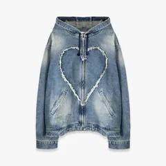 CARNE BOLLENTE | THE LOVE JACKET (OFF BLUE) デニムジャケット フードジャケット ジップアップフーディ パーカー アウター メンズ ブルー