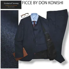 フィッチェ バイ ドン小西 FICCE BY DON KONISHI Technical Saxony 裏地スネーク柄 シングル 段返り3B 3ピース スーツ セットアップ 上下 通年 AB7 ネイビー メンズのサムネイル