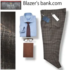 【新品タグ付き】 ブレイザーズバンク ドットコム Blazer’s bank.com レダ REDA SUPER 110’S チェック柄 ツータック スラックスパンツ トラウザー 3L メンズ
