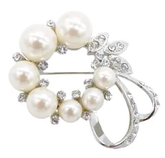 ［petite fleur］ブローチ フォーマル 結婚式 卒業 入学 七五三 お宮参り ガラスパール ブライダル 古稀 プレゼント 母の日 ギフト 入園卒園 おしゃれ ビジネス 人工パール (7粒ブローチ) 