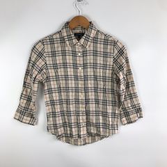 美品 バーバリー ブラウス シャツ 五分袖 サイズM ノバチェック 隠し 