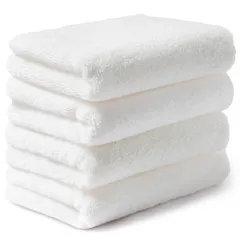 【クーポン有】抗菌 防臭 ホテル仕様 無地 綿 肌にやさしい 耐久性 吸水 エステ 速乾 サロン ふわふわ 新生活 厚手 4枚セット ギフト フェイスタオル 34×80cm シティタオル ホワイト AIFY