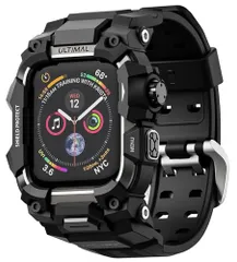 ULTIMAL に対応 Apple Watch SE（第3/2世代）/SE/Series 6/5/4（44mm）用 バンド一体型保護ケース TPU 耐衝撃 高耐久 通気性 簡単装着 スポーツ/アウトドア向け ブラックri 05bd51cc