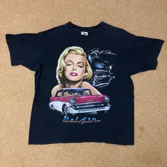 90s マリリン モンロー TENNESSEE RIVER ヴィンテージ Tシャツ 黒 シボレー ビッグプリント XL
