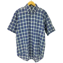 ラルフローレン RALPH LAUREN 90S BLAKE ブレイク ポニー刺繍 インド綿  マドラスチェック ボタンダウン 半袖 シャツ ビックサイズ メンズ import：M 