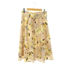 ジャスグリッティー JUSGLITTY ベルト付き 花柄フレアスカート ひざ丈 2 ベージュ /DF ■OS