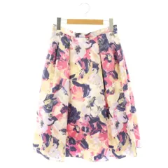 ジャスグリッティー JUSGLITTY スカート M マルチカラー ピンク 花柄 プリーツ フレア 膝丈 /OK ■OS
