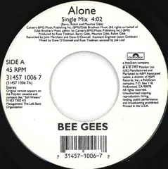 Bee Gees Alone / How Deep Is Your Love Polydor US 31457 1006-7 214958 ROCK POP ロック ポップ レコード 7インチ 45