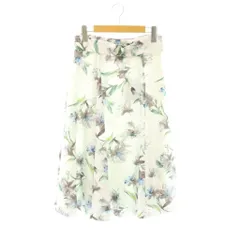 ジャスグリッティー JUSGLITTY リリーフラワープリントスカート M 花柄 フレア ウエストベルト付き /OK ■OS