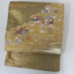 袋帯 唐織 本金箔 波に鳥 素敵な織り出し 正絹 着物 MA-5469