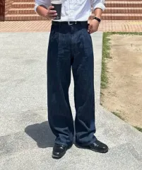 新品 FOTTNERS(フォットナーズ) ライト ツー タック ワイド ジーン (ロー Indigo) S size