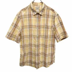 【中古】[印象AB] L.L.BEAN エルエルビーン シャツ メンズ M イエロー 黄×茶系×白 綿100% コットン100% チェック 胸ポケット 半袖 ショートスリーブのサムネイル