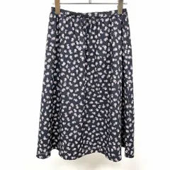 古着 マッキントッシュフィロソフィー フレアスカート 薄手 花柄 裏地付き ポリ100% 36 ネイビー 紺×ピンク×紫×青×緑×白 レディース