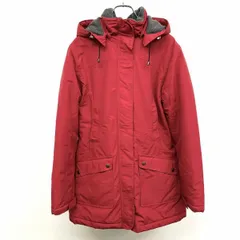 【中古】[印象A] LANDS END ランズエンド パデットコート レディース S 赤 ナイロン100% 内ポケット×２ ウエストの内側とフードに調節ゴム 脇にハトメのベンチレーション 中綿 ベルクロ×ジップ留め フード脱着可 無地 ハイネック 長袖のサムネイル