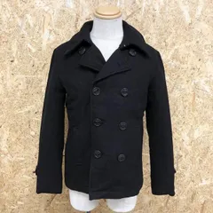 古着 レイジブルー RAGEBLUE 中綿コート ピーコート Pコート キルティング裏地 無地 長袖 アウター ウール×レーヨン M ブラック 黒 メンズ