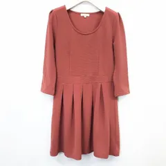 古着 ロペピクニック ROPE PICNIC ワンピース 裏地無し リブボーダー 7分袖 服 ポリエステル×ポリウレタン 38 ベイクドピンク系 レディース