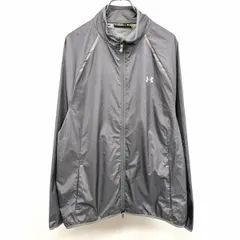 【中古】[印象AB] UNDER ARMOUR アンダーアーマー ジャケット / ブルゾン レディース XL グレー ポリ100% ロゴプリント 薄手 ダブルジップ 裏地無し ハイネック ラグラン 長袖
