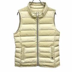 【中古】[印象A] Golden Bear ゴールデンベア ダウンベスト / ジャケット レディース L ベージュイエロー ポリ100%(ダウン90%+フェザー10%) フルジップ 少し薄手 ボーダー ハイネックのサムネイル