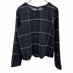 古着 ザラ ZARA トップス シャツ カットソー 背中ファスナー ウィンドウペンチェック 長袖 ポリ100% S ネイビー 紺×緑×ベージュ レディース