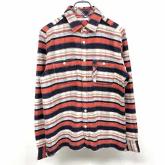 古着 タケオキクチ ネルシャツ 長袖 チェック 日本製 綿100% 2 M オレンジレッド系×ネイビー×ブルー×ブラウン×ホワイト レディース