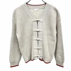 【中古】[印象AB] LOWRYS FARM ローリーズファーム カーディガン / リブニット キッズ LL XL(120-130cm) ベージュ ベージュ×赤 綿×アクリルなど チャイナボタン 長袖 子どものサムネイル