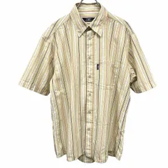 【中古】[印象AB] VIP PLAYBOY COLLECTION プレイボーイ シャツ メンズ L ベージュ ベージュ×オレンジ×赤×白 綿100% ストライプ 胸ポケット 半袖のサムネイル